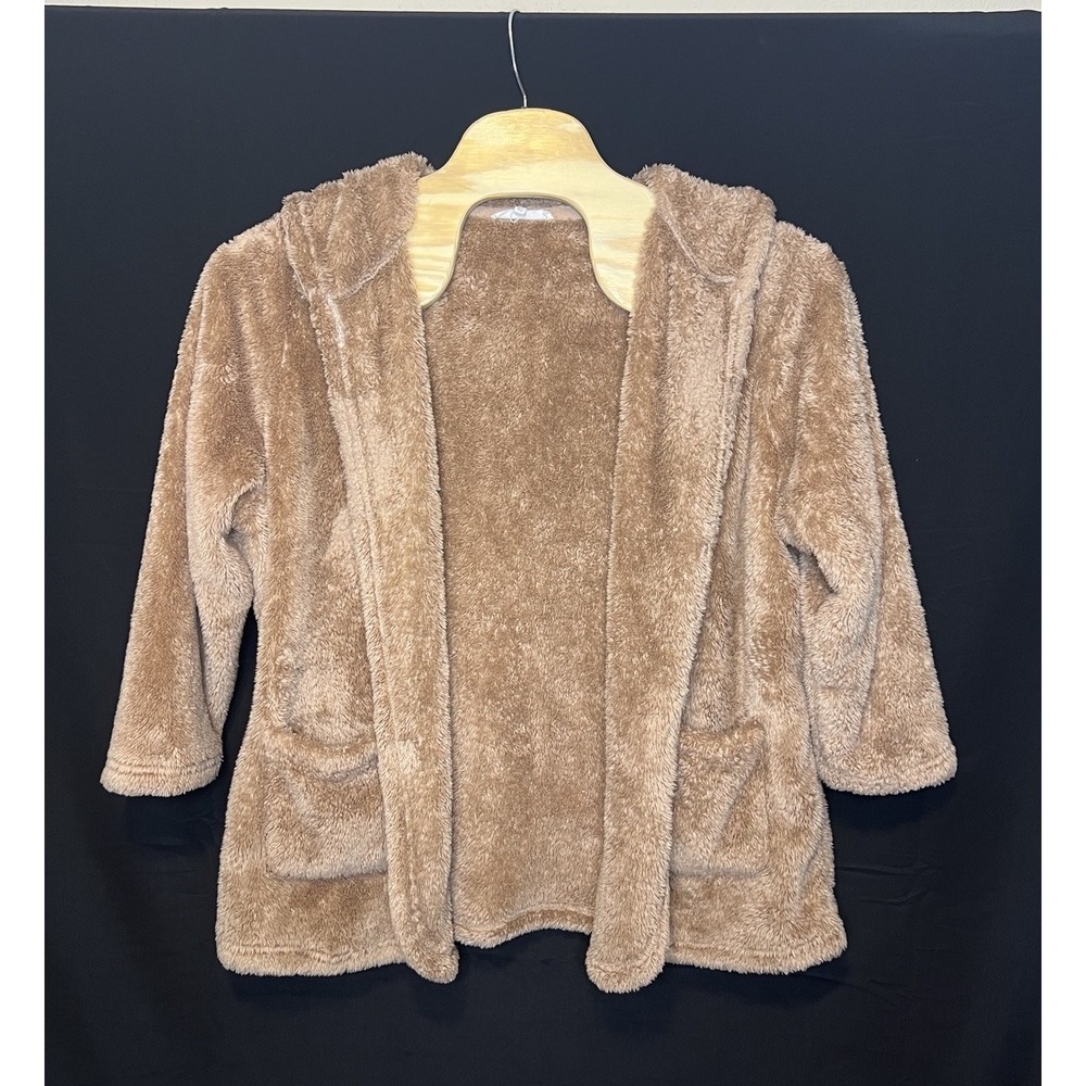 Workshop Republic Clothing Womens Size 2X Brown Fuzzy Bear Open Jacket Cardigan‎